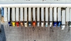 Aerial view of refrigerated trucks docked at a Lineage cold storage facility, ready for less-than-truckload shipping.