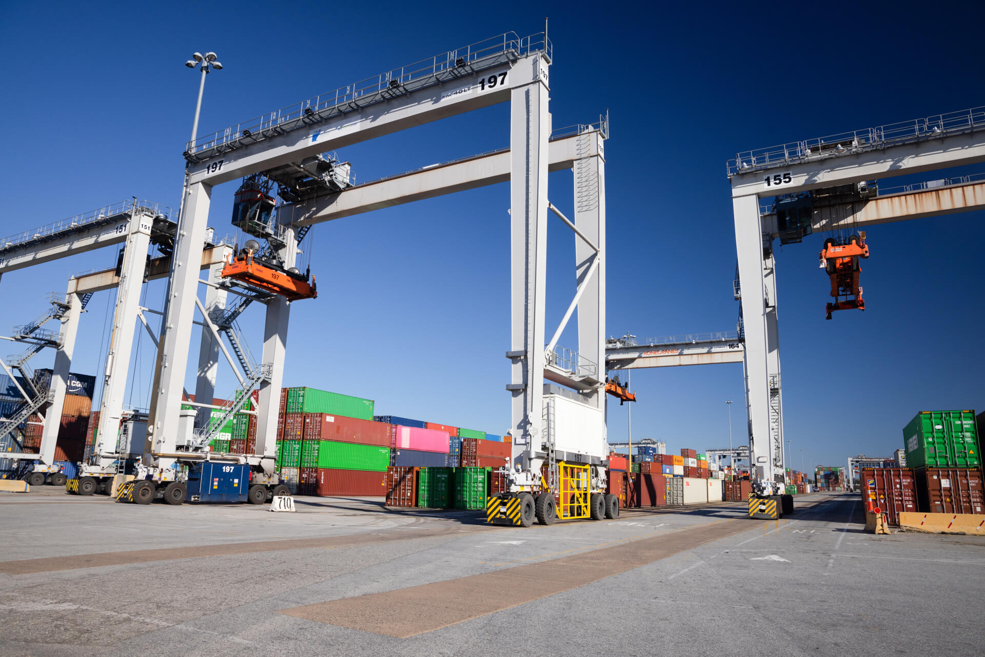 Containerized cold chain freight being loaded at port