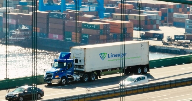 Lineage's transportation services help ensure food stored in one of our bonded warehouses can safely reach its final destination.