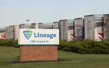 Exterior photo of Lineage's Springfield, OH facility with sign