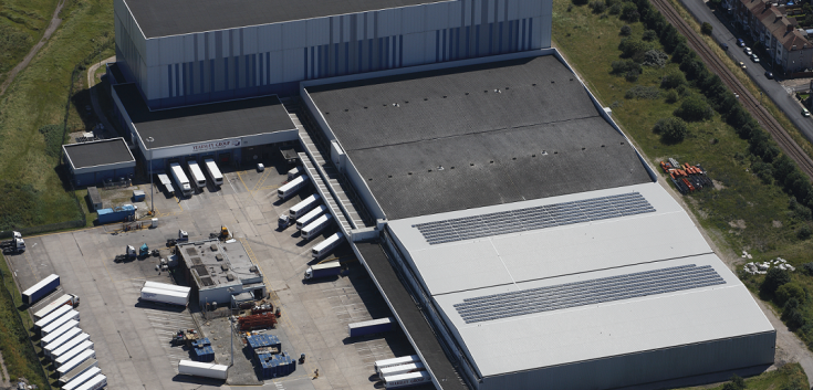 Aerial photo of Lineage's Grimsby facility