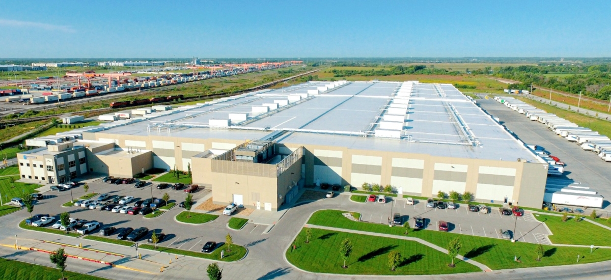 An aerial view of ColdPoint Logistics cold storage warehouse in Kansas City