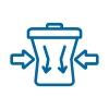 Icon of a trashcan being squeezed